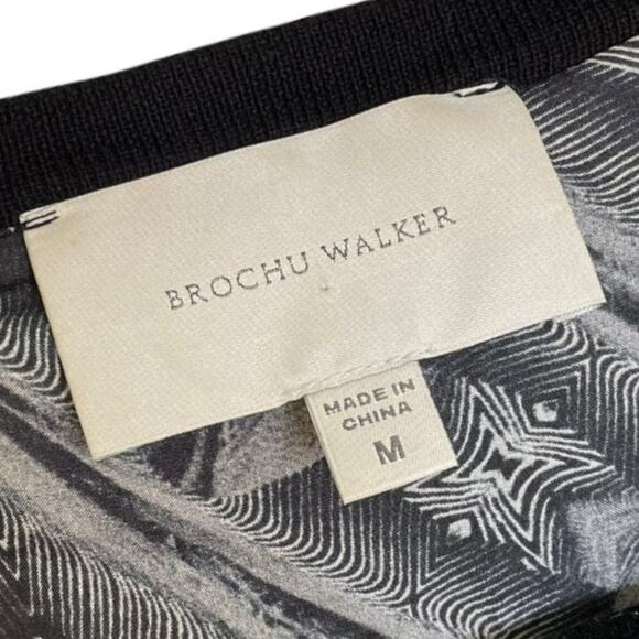 BROCHU WALKER BLACK CARDIGAN WITH SILKY BACK PATTERN SIZE M - Picture 5 of 6